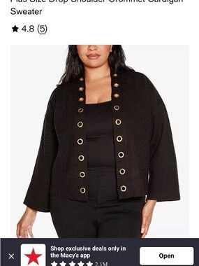 Belldini Black Jacket with Gold Eyelet Trim